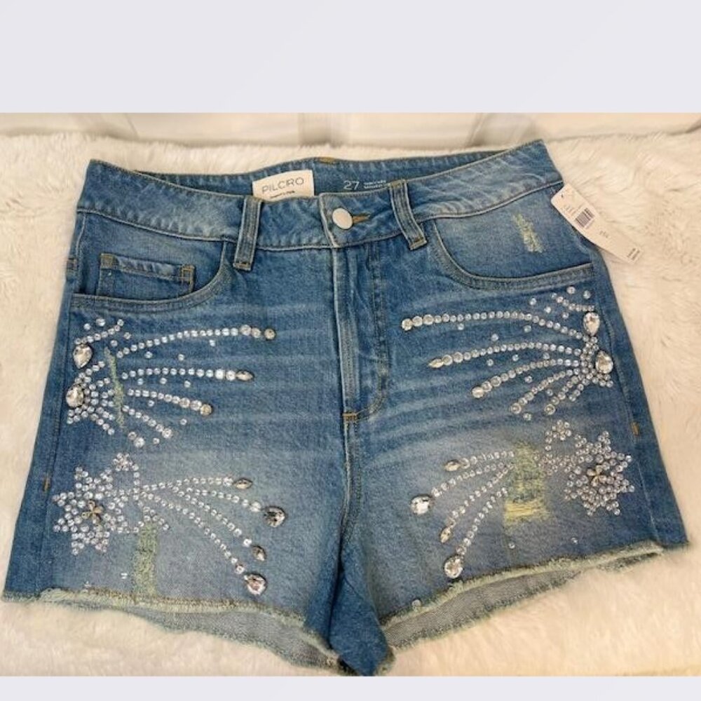Pilcro Jewel-Encrusted Jean Shorts – Size 27 – NWT - Picture 8 of 10